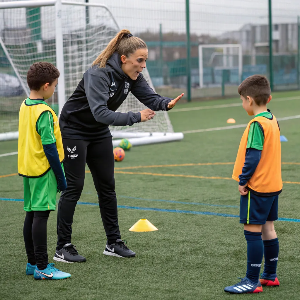 Emily Carter coaching young players