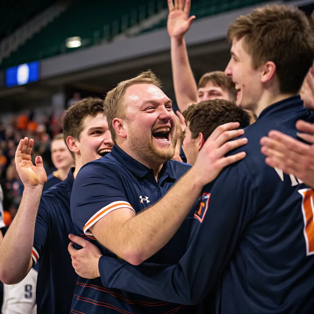 Liam Johnson celebrating with team